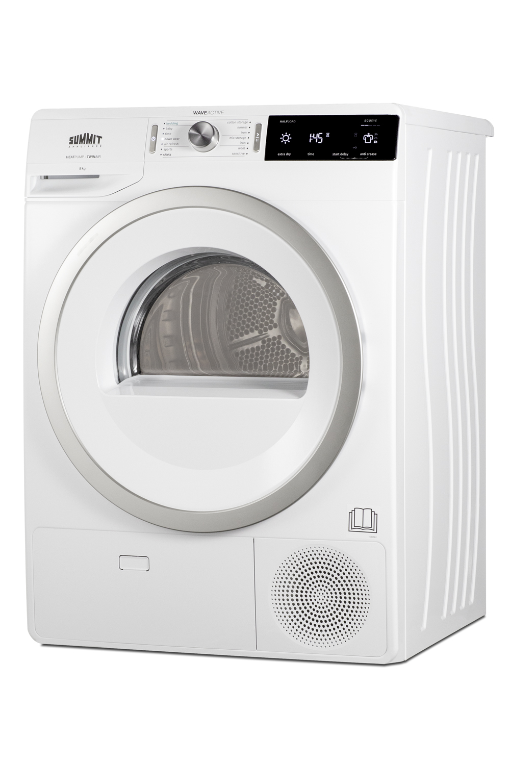 Combination of European ENERGY STAR certified SLW241W washer and SLD242W heat pump dryer, both with 208-240V operation, front loading design, 14 wash/dry programs, and a single 3-prong 208-240V power cord